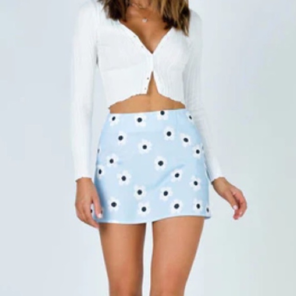 Princess Polly Shelly Light Blue Floral Mini Skirt